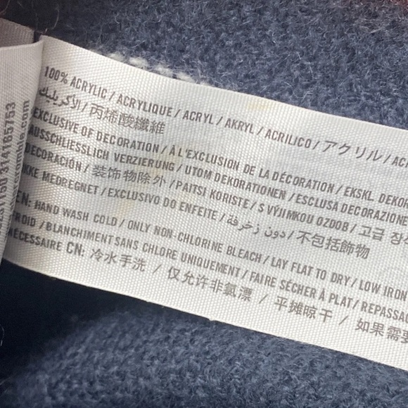 HOLLISTER Poncho Women's Navy Blue Multi Color Blanket Fringe Hem XS/S - Picture 10 of 10